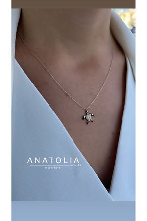 TAŞLI KAPLUMBAĞA SİYAH DETAYLI KOLYE