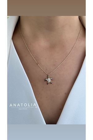 TAŞLI KAPLUMBAĞA SİYAH DETAYLI KOLYE