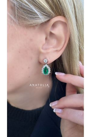 2.99 Karat Zümrüt ve 1.60 Karat Pırlanta Tasarım Küpelere