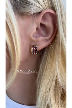 CETAŞ ETERNA KOLEKSİYONU VİVA MAGENTA TAŞLI KÜPELER